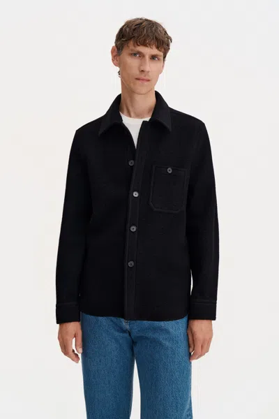 Filippa K Boiled Wool Overshirt In Black