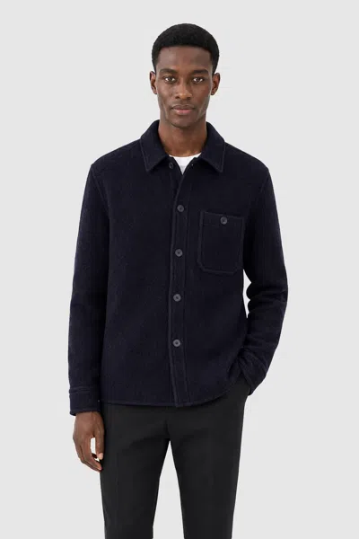 Filippa K Boiled Wool Overshirt In Navy