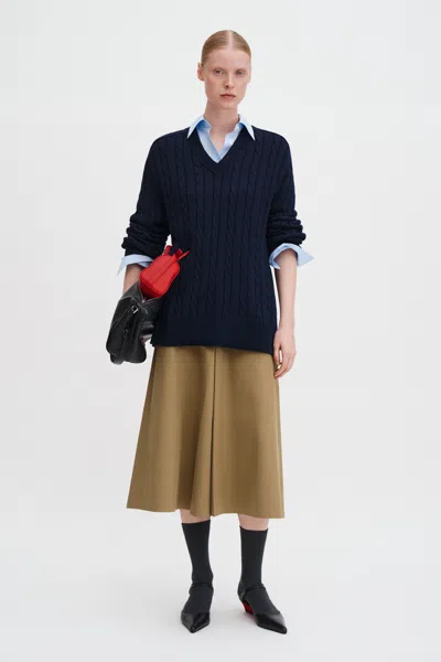 Filippa K Box Pleat Skirt In Brown