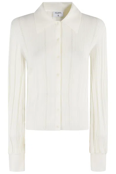 Filippa K Braid Knit Cardigan In White
