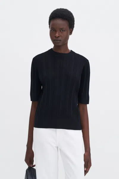 Filippa K Braid Knit T-shirt In Black