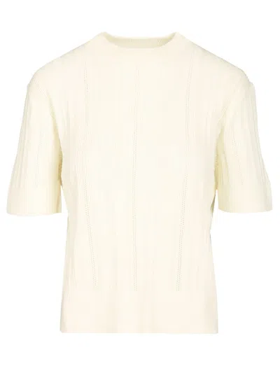 Filippa K Braid Knit T-shirt White In Neutral