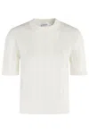 Filippa K Braid Knit Tshirt In Pearl White