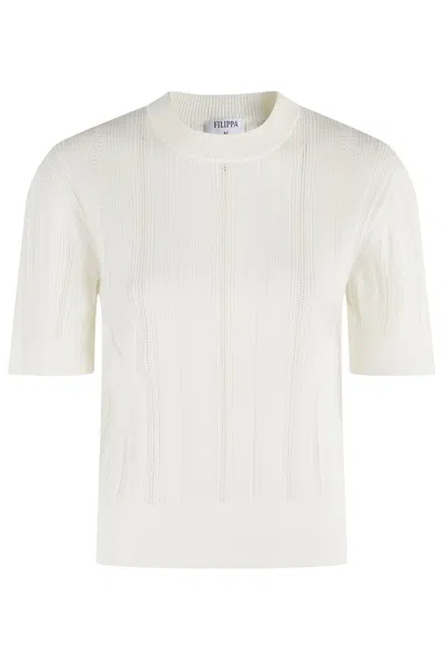 Filippa K Braid Knit Tshirt In White