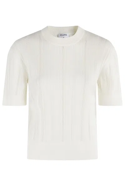 Filippa K Braid Knit Tshirt In White