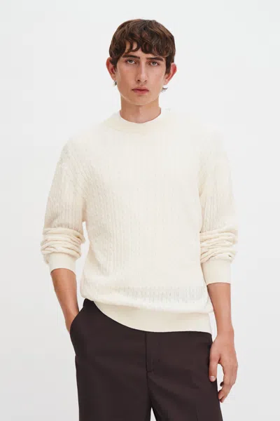 Filippa K Braided Cotton Silk Sweater In White