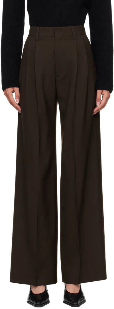 Filippa K Brown Darcey Wool Trousers In 9719 Dark Chocolate