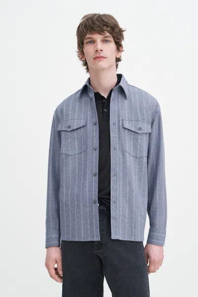 Filippa K Brushed Wool Overshirt In Blue