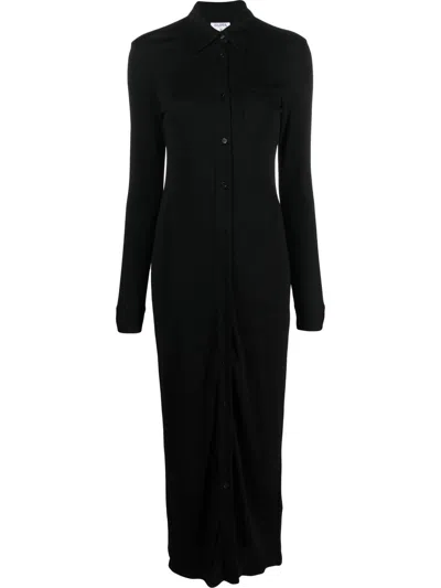 Filippa K Button-up Jersey Shirt Dress In Nero