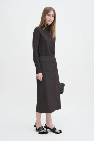 Filippa K Buttoned Pencil Skirt In Brown