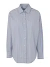 Filippa K Striped Poplin Organic Cotton Shirt In Blue