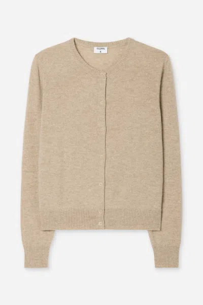 Filippa K Cashmere Crewneck Cardigan In Brown