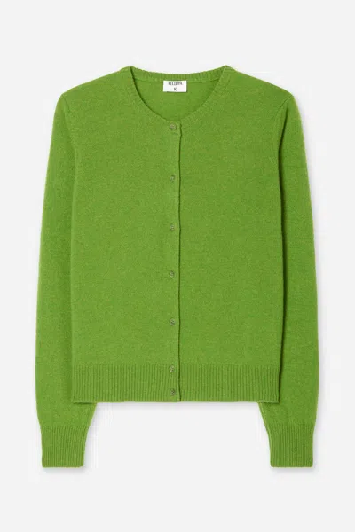 Filippa K Cashmere Crewneck Cardigan In Green