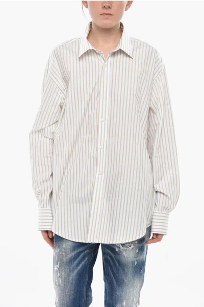 Filippa K Casual Cotton Awning-striped Shirt In White