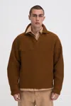 Filippa K Chunky Ribbed Wool Polo In Brown