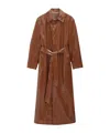 Filippa K Glossy Finish Trench Coat With Belted Waist In Brown
