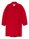 Filippa K Cocoon Raglan Sleeve Coat With Hidden Closure Coats Red In Red