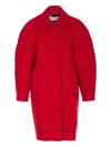 Filippa K Cocoon Raglan Sleeve Coat With Hidden Closure Coats Red In Red