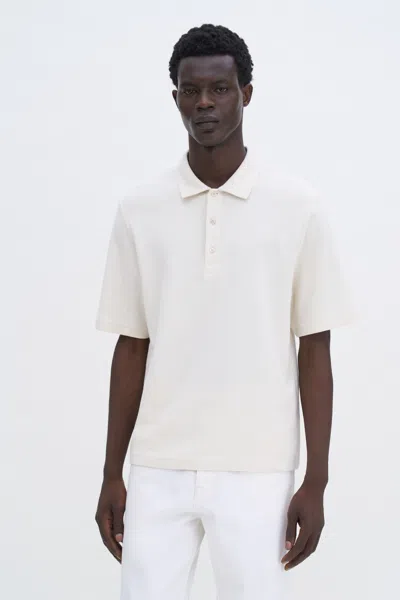 Filippa K Cotton Jersey Polo Shirt In White