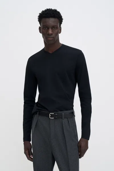 Filippa K Cotton Jersey V-neck Tee In Black