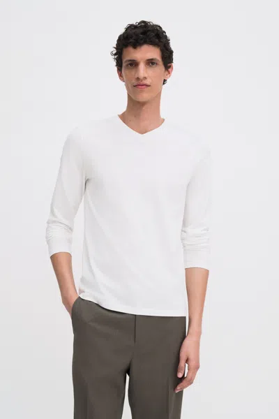 Filippa K Cotton Jersey V-neck Tee In White