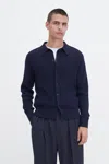 Filippa K Cotton Merino Knit Shirt In Blue