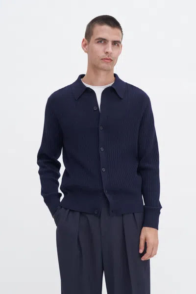 Filippa K Cotton Merino Knit Shirt In Blue