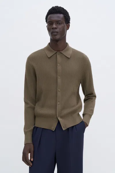 Filippa K Cotton Merino Knit Shirt In Green