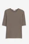 Filippa K Cotton Stretch Elbow Sleeve In Driftwood