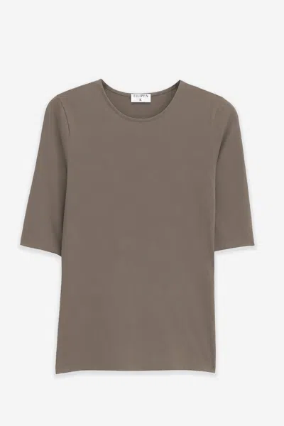 Filippa K Cotton Stretch Elbow Sleeve In Driftwood