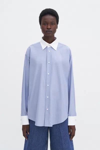 Filippa K Cotton Tuxedo Shirt In Blue