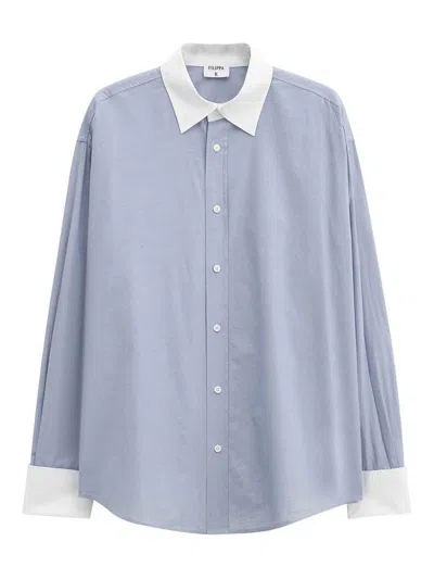Filippa K Cotton Tuxedo Shirt In Blue