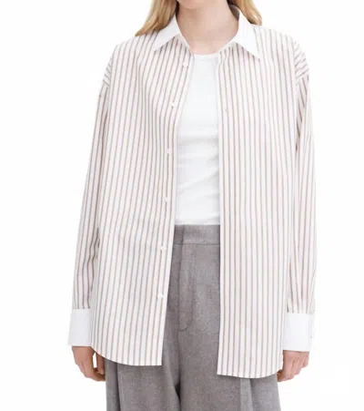 Filippa K Cotton Tuxedo Shirt In White/light Brown In Neutral