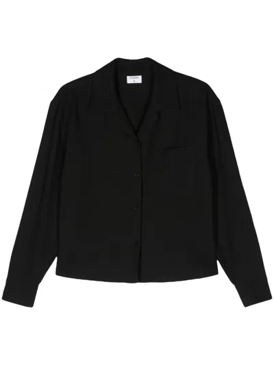 Filippa K Crepe Cropped Lyocell Shirt In 黑色