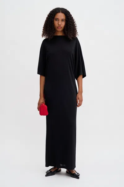 Filippa K Crepe Jersey Batwing Dress In Black