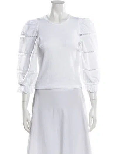 Pre-owned Filippa K Crew Neck Three-quarter Sleeve Top In White