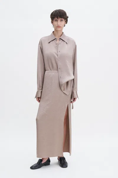 Filippa K Crinkled Pencil Skirt In Brown