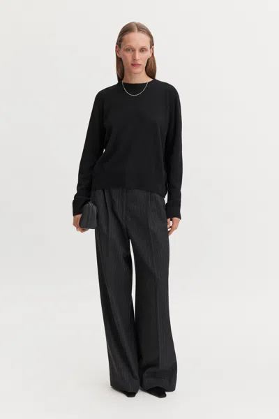 Filippa K Darcey Flannel Trousers In Anthracite Pinstripe