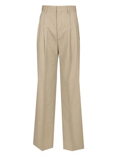 Filippa K Darcey Wool Trousers Green In Brown