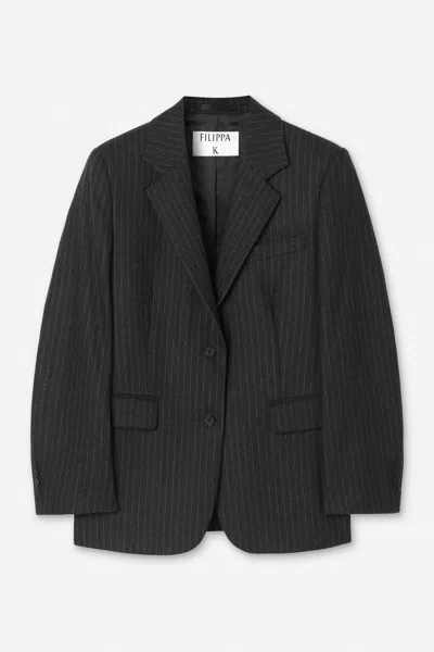 Filippa K Delilah Flannel Blazer In Anthracite Pinstripe