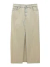 Filippa K Front-slit Denim Midi Skirt In Beige