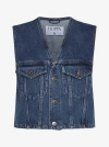 Filippa K Cropped Denim Vest In Washed Mid Blue