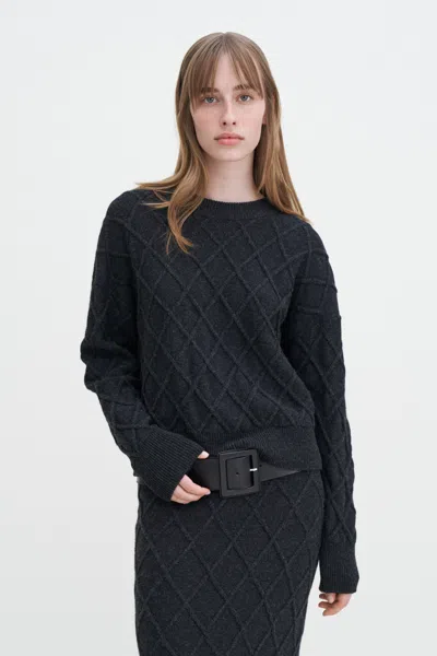 Filippa K Diamond Cable Sweater In Grey