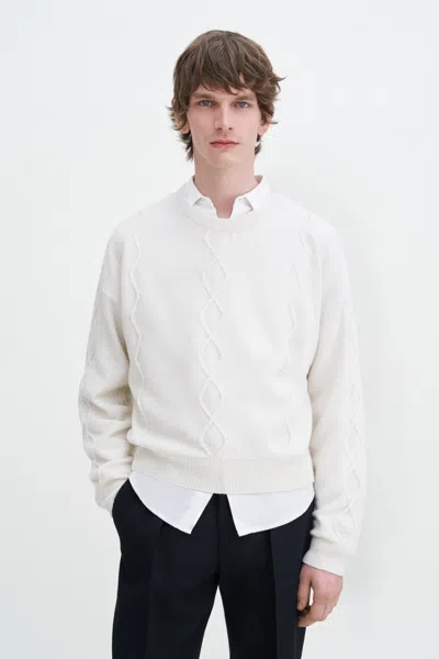 Filippa K Diamond Cable Sweater In White