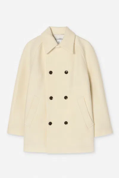 Filippa K Double Breasted Boiled Wool Jacket In White