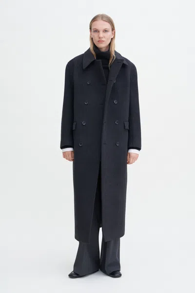 Filippa K Double Breasted Brushed Wool Coat In Grey