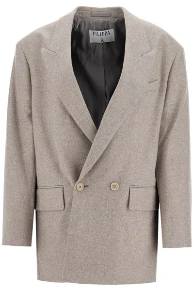 Filippa K Double-breasted Flannel Bl In Grey