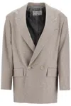 Filippa K Double-breasted Flannel Bl In Grey