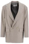 Filippa K Double Breasted Flannel Blazer In Neutral