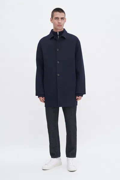 Filippa K Doublé Wool Overcoat In Blue